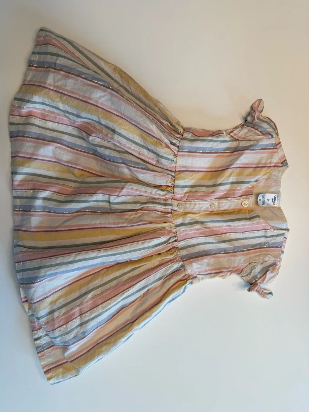 OshKosh Striped Pastel Tie-Sleeve Cotton Dress